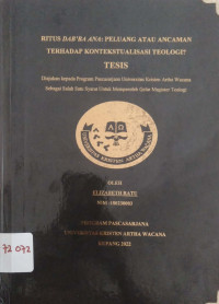 Ritus Dab'baAna: Peluang atau ancaman terhadap kontekstualisasi teologi ?